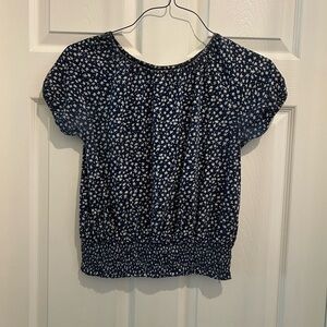 Girl Navy Floral Shirt